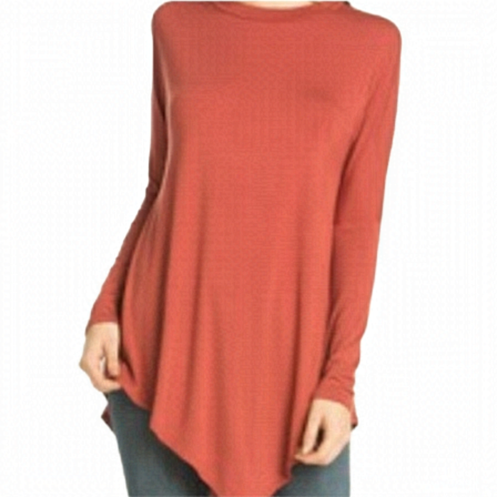 AZULES burnt orange long sleeve Tunic Top Size Large NWT